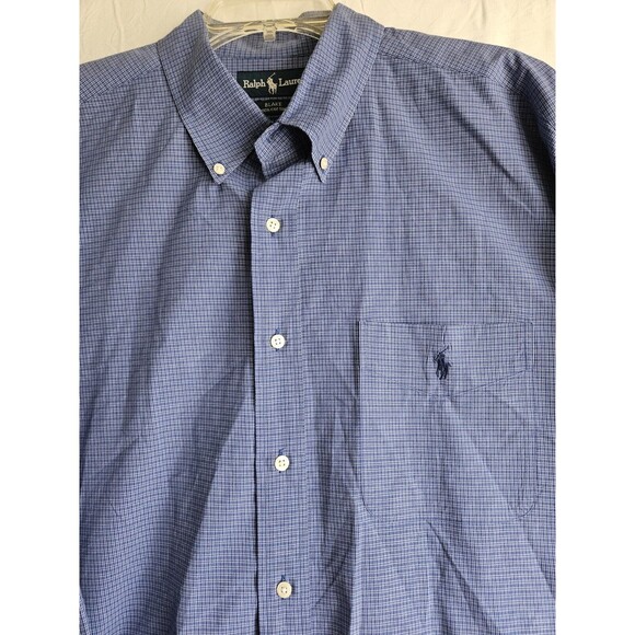 Ralph Lauren Shirt Men's Sz XL Long Sleeve Button Down Blake Blue Plaid Pony EUC - Picture 2 of 7